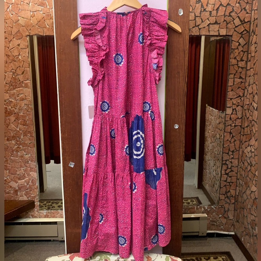 Looks perfect looks new Pink and Blue Sleeveless Dress with Ruffle Details